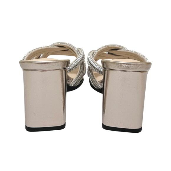 Bella Vita Women Carmen Cross Strap Slide Sandals Size US 6.5W Gold w/ Stones - Picture 4 of 6